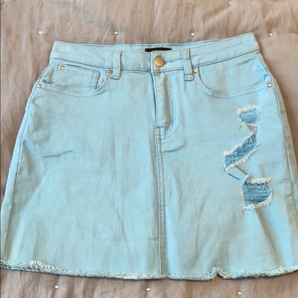 Baby blue denim skirt